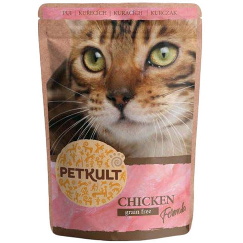 Hrana umeda pentru pisici Petkult cu pui 100g